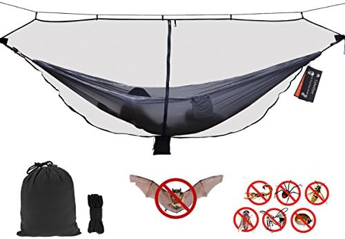 CyberDyer Outdoor Hammock Bug Net Mosquitos Net 360 Degrees Coverage Hammocks Fast Easy Setup Essential Camping and Survival Gear Fits All Double Single Hammocks (11'Lx 4.6'W)