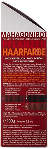 SANTE Naturkosmetik Pflanzen-Haarfarbe Pulver mahagonirot (100 g) - 2