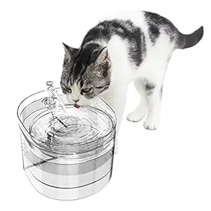 NPET Cat Dog Water Fountain Automatic Filtered Water for Pet Healthy Drinking Fountain 1.6 L Water Capacity Super Quiet (Round Pet Fountain)