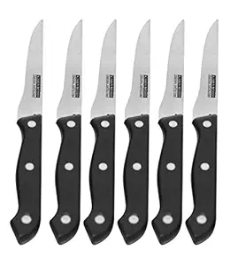Livzing Kitchen Stainless Steel Knife Set Sharp Rust Proof 6 Piece Silver with Black Handle Knives for Cutting Slicing Chopping and Carving