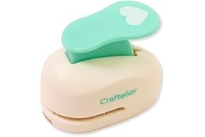 Craftelier Perforatrice a cuore da 1,6 cm con pressa a leva, perforatrice a forma di cuore per lavori di carta, scrapbooking, biglietti e diari fai da te, sagome per perforare carta e cartoncino.