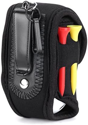 SPLHMILY Mini Golf Ball Holder Pouch, Portable Black Elastic Neoprene Small Waist Pack of Golf Balls with 4 Tees and 2 Practice Balls