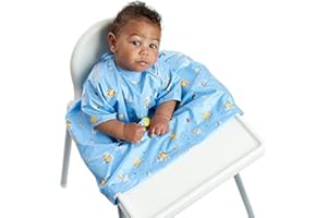 BIBaDO Coverall Weaning Bib - Toddler Baby Long Sleeve Bibs for Ages 6-36 Months Attaches to Highchairs Pushchairs Tables - Waterproof Machine Washable. Mess Proof Feeding BLW Bibs