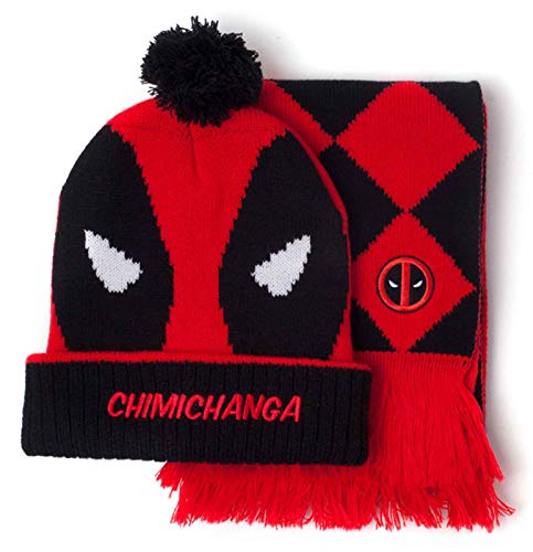 Preisvergleich Produktbild Marvel Deadpool Beanie and Schal Chimichanga Logo Nue offiziell Gift Set