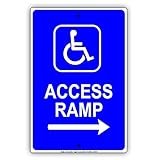 Handicap zugänglich Rampe entrace mit Pfeil Rollstuhl Richtung Hinweis Aluminium Schild Blechschilder Vintage Dose Teller Schilder dekorativer Schild 12 x 18