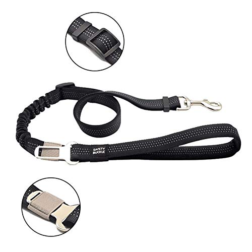 Zhixing Cani Guinzaglio Cintura di Sicurezza per Cane E Gatto Auto Macchina Viaggio Passeggio Regolabile Assorbimento degli Urti Riflessivo Nero Nylon 90-125cm Premium Intrecciato Durevole