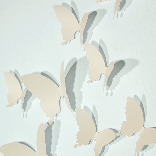 Wandkings 3D Schmetterlinge in BEIGE, 12 STÜCK im Set mit Klebepunkten - 3