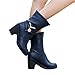 Produktbild TianWlio Stiefel Frauen Herbst Winter Schuhe Stiefeletten Boots Lässige Warme Schuhe Metall Dekorative High Heel Stiefel Baumwolle Stiefeletten Boots Blau 36
