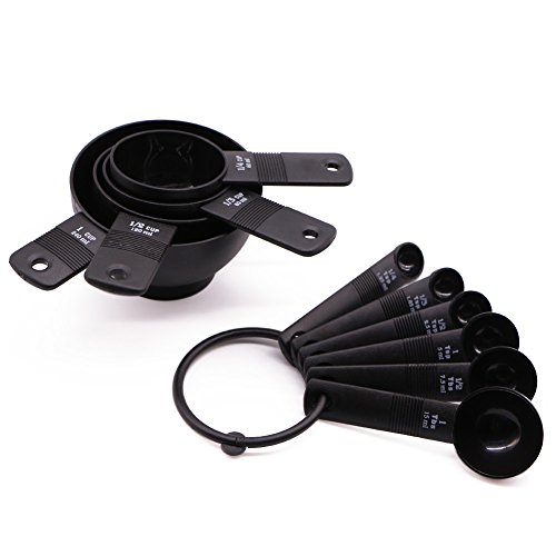 Nardo Visgo® Messlöffel Und Tassen Von 10 Stück Verdickte ABS-Kunststoff Zur Messung Von Trockenen Und Flüssigen Zutaten Schwarz, Wesentlich Für Alle Küchen - 9
