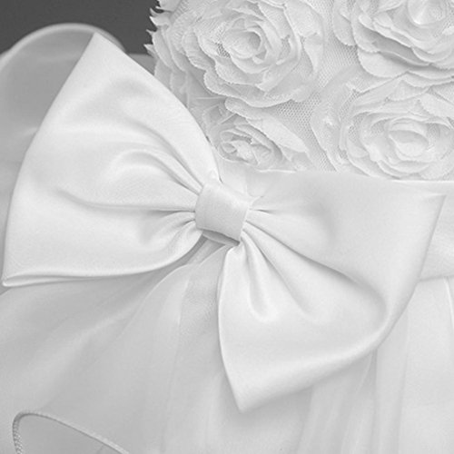 ❤️Kobay Kinder Baby Mädchen Blumen Geburtstag Hochzeit Brautjungfer-Festzug Prinzessin Abendkleid (70/0.5-1Jahr, Weiß) - 4