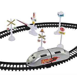 west feen Kids Wooden High-Speed Metro with Track, Train Set, Battery Operated (Multicolour)