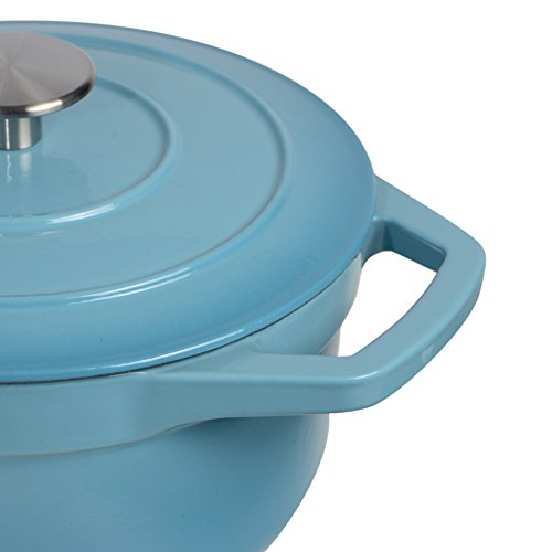 ProCook Bratentopf aus Gusseisen, 20 cm Ø, 2,9 l Volumen, rund, in schattiertem Türkis - 3