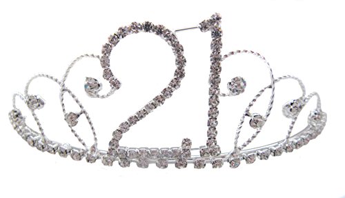 Pick A Gem Hair Accessories Silver Clear Diamante Crystal 21st Birthday Tiara Crown / Happy 21st Birhday
