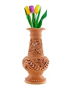 Mahila Craft India Wooden Hand Craved/Handmade Designer Flower Vase for Home Decoration(Pack of 1)(Size-8