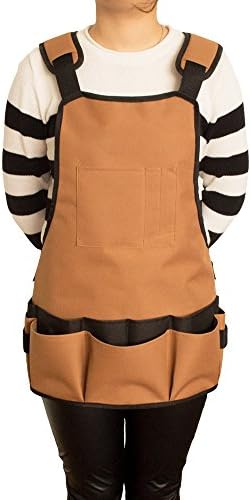 Avelaiva Garden Tools Apron, Waterproof Tool Belt Pouch Storage Apron, Multi-Functional Heavy Duty 15 Pockets Bib Workwear, for Family Gardening Kitchen Cooking Bakery, Gardener Carpenter Electrician Chefs (Brown)