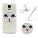 Produktbild Für Samsung Galaxy S5/S5 Neo Hülle Silikon Schutzhülle Tasche Case,Weiches Silikon TPU Gel Bumper Case Etui Schale Cover Skin,Herzzer Modisch Hochwertig Ultra Dünn Slim Thin Bunt Handytasche Mit [Weiße Katze Muster] Guter Schutz Kratzfest Flexibel Leicht Gummi Rubber Jelly Soft Protective Stabil Handyhülle Schutztasche Back Cover Case Shell für Samsung Galaxy S5/S5 Neo + 1 x Frei Weiß Handy Halterung Ständer + 1 x Frei Silber Touch Pen Stift Stylus