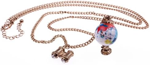 Globe Binoculars with Chain Necklace Length Approx. 70 CM Rotatable Travel Pendant Globe