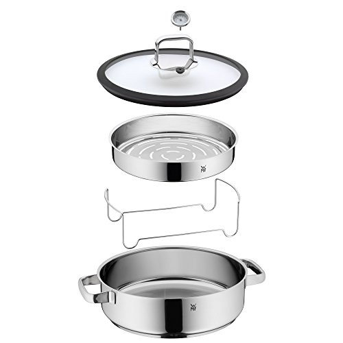 WMF Vitalis Dampfgarer rund Ø 28 cm ca. 5l Glasdeckel mit Silikonrand und Thermometer Aroma Garblech Cromargan Edelstahl poliert induktionsgeeignet spülmaschinengeeignet - 9