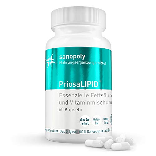 PriosaLIPID ® | Hochwertige Omega 3 & 6 Fettsäuren mit Vitaminen und Hanfsamenöl | 100% rein | geprüfte Qualität & Sanopoly-Garantie | 60 Kapseln