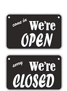 SIGN EVER Come in We are Open Sorry We are Closed Double Sided Sign Board Office Company Shops Mall Color-Black Hanging Signage Business Commercial L x H 25 cm x 17 cm