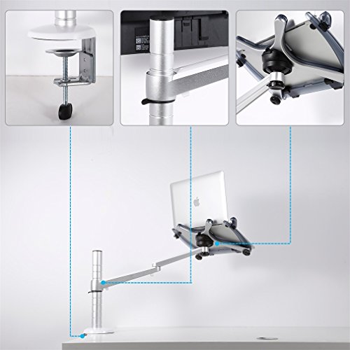 YKS Notebook Laptop Mount Silber Aluminium Universal Drehsystem Metall Skelett Basistabelle Halterung einarmige Monitor Stand OA-1S - 5