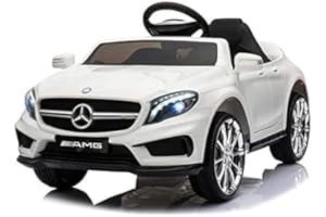 FINOOS Kinder Elektroauto Mercedes Amg GLA45 Lizenziert - 2,4 Ghz Fernbedienung - Elektro Auto für Kinder - Kinderauto (Weiß)