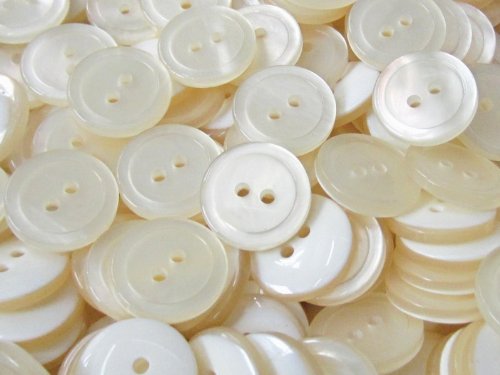 Knopfparadies – 10er Set schlichte hübsche perlmuttweiße Knöpfe / Kunststoff / Ø ca. 23mm - 2