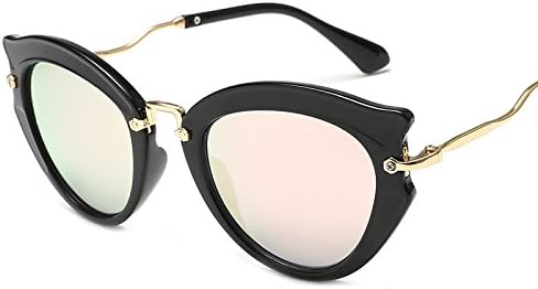 LLZTYJ Sunglasses/Wind/Sunshade/Beach/Outdoor/Birthday/Gifts/Valentine'S Day/Sunglasses Glasses/Sunglasses/Women'S Round Face, Black Frame Barbie Powder (Box + Cloth)