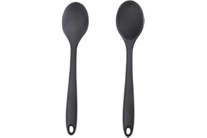 NECOOL 2 Cucharas Silicona, 28x5.5 cm Cucharón de Cocina de Silicona Cuchara de Cocina para Cocinar Hornear Mezclar