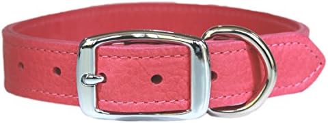 Leather Brothers Luxury Very Soft Leather Dog Collar, 35 cm, Flamingo Pink