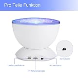 YISSVIC LED Ozean Projektor Lampe Schlaf Nachtlicht Lichtwecker mit Musik Fernbedienung Romantische Dekoration für Baby Kinder Schlafzimmer Wohnzimmer Party Kindergeburtstag Geschenk - 5