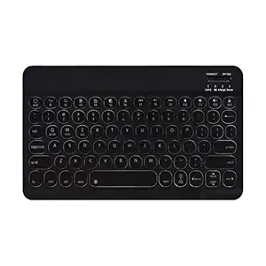 Decdeal 0301D Wireless BT Keyboard Ultra-Thin Mini Round Keycap 78 Key Backlight Keyboard for Android/Windows/iOS Tablet/Laptop Black