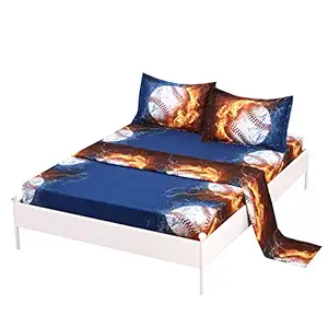 SDIII 4PCS Baseball Bed Sheets Fulll Size Sport Bedding Sheet Sets with Flat Fitted Sheet for Boys, Girls and Teens (Full, Baseball)