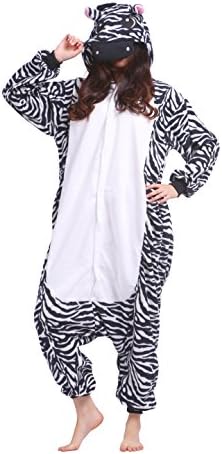 Magicmode Unisex Cartoon Animals Kigurumi Pajamas Adults Onesie Anime Hoodie Cosplay Sleepwear Zebra L