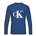 Produktbild Fashion Calvin Klein Men CK Logo Casual Long Sleeve T-Shirt Large Blue
