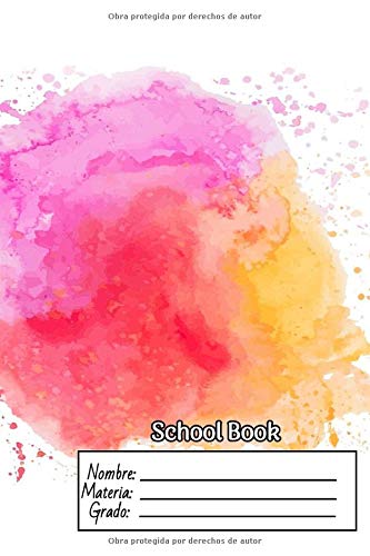 Book School: cuaderno con hojas a rayas - para la escuela - el colegio - tomar nota - anotador de clase - infantil - 78 paginas