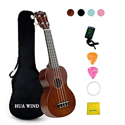 HUAWIND Ukulélé Soprano Hawaï Avec Debutant Kit Pour les Débutants Et Enfants (Brun Brillant)