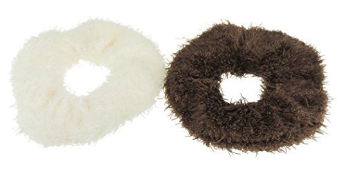 Set Of 2 Ladies Girls Fluffy Plush Elastics Hair Ties Scrunchies