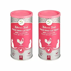 Pawfect - Nature's Feast | Freeze Dried Grain Free | Chicken Treats for Cat - 100% Natural | Human Grade | for All Ages Cats (Chicken Liver, Pack of 2)- 50g Each