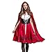 Price comparison product image DAYSEVENTH Halloween Women Costume Little Red Riding Hood Cosplay Ball Party Hooded Bandage Shawl Dress Suit(Red, S)