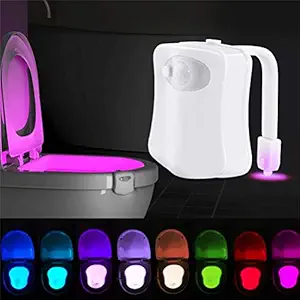 Toilet Night Light, Motion Activated LED Light, 8 Colors Changing Toilet Bowl Nightlight for Bathroom