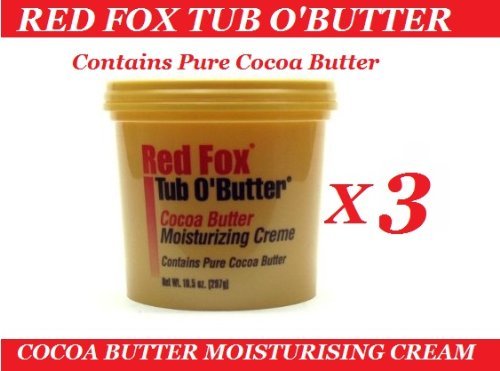 3 x red fox pure cocoa butter moisturising crème 10.5 oz
