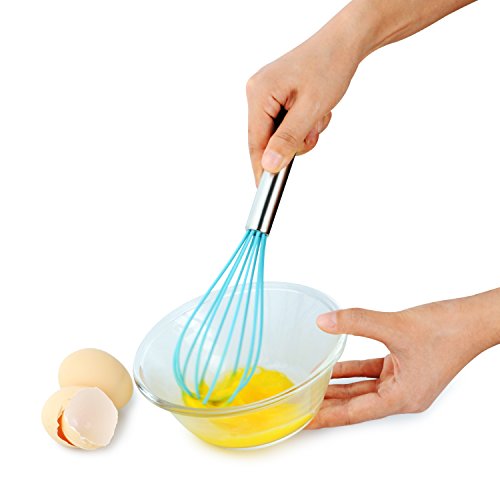 DRAGONN Silikon Schneebesen Set, Ei, Milchaufschäumer, Milk & Egg Beater Mixer, Geschirr für mischen, Schlagen und Rühren, Set von 3 - 4