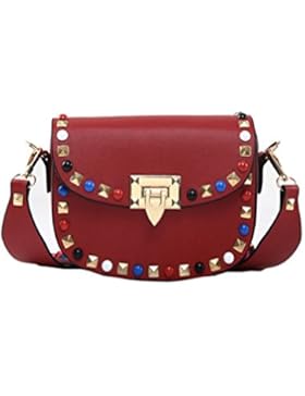 Umily PU Leder lässig Schultertasche Messenger Bag und Schultergurt aus farbigem Stoff 19-35 inch Strap