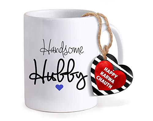 TIED RIBBONS Karva Chauth Special Gift for Hubby, Printed Coffee Mug with Wooden Tag