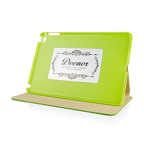 iPad Mini 4 Hülle, Deenor Colour Series Premium PU Leder Ultra Slim Light Weight Auto aufwachen / Schlaf Funktion Schutzhülle Hülle für Apple iPad Mini 4, Free: Screen Protector + Stylus Pen + Cleaning Cloth. (Green circles) - 3