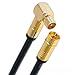 Produktbild 1,5m Antennenkabel Schwarz 125 dB Koax Buchse (Kupplung) / WINKEL Stecker TV Kabel KUPFER Class A HD 3D 4K Fernseher + Radio Antennen Kabel