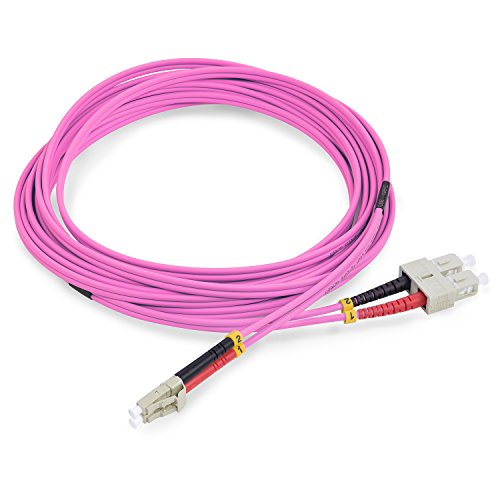 TPFNet Premium 5,00m LWL Kabel – LWL Patchkabel OM4 SC/LC – LWL Multimode Patchkabel OM4 SC/LC – LWL Netzwerkkabel OM4 SC/LC – LWL Duplex Patchkabel OM4 SC/LC – Lichtwellenleiterkabel OM4 SC/LC – Glasfaser-Netzwerkkabel – LWL Fiber Channel (SC Duplex Stecker an LC Duplex Stecker- 50/125µm – für 10 Gigabit/s) – Violett - 4