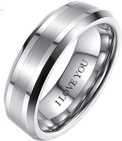 BESTTOHAVEMens Unisex Tungsten Carbide Wedding Engagement Scratch Resistant 6mm Band Ring - Engraved with I love you