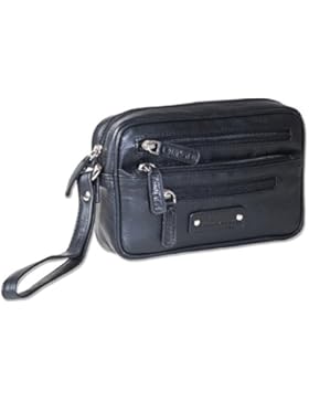 Rimbaldi® - Praktische Handgelenktasche für den Mann aus weichem, hochwertigem Rind-Nappaleder in Schwarz